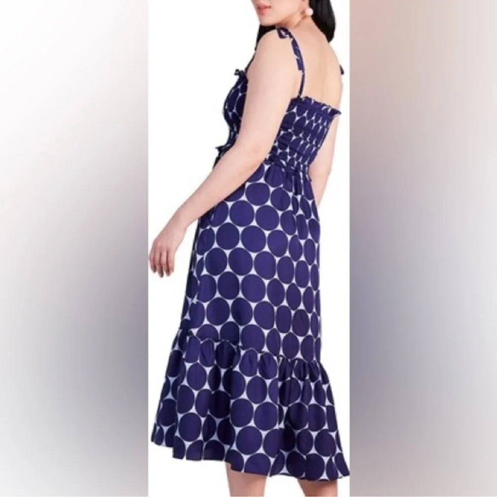 Kate Spade Joy Dot Silk Twill Smocked Dress Size L NWT